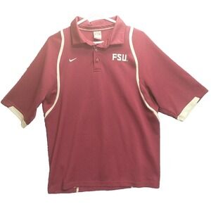 Nike Team FSU Florida State Seminoles Polo Shirt Garnet Mesh Mens Large Fit Dry